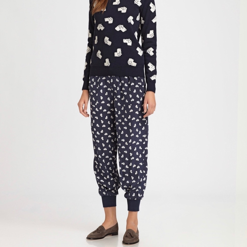 Boy by band of outsiders silk pants with dog print